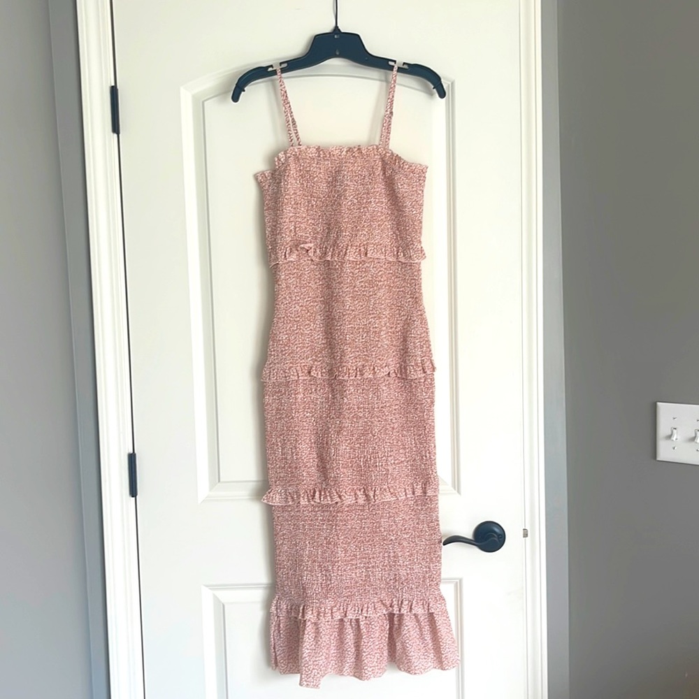 Floral Midi Smocked Bodycon Dress